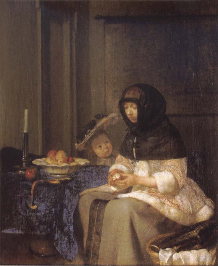 Woman peeling an apple